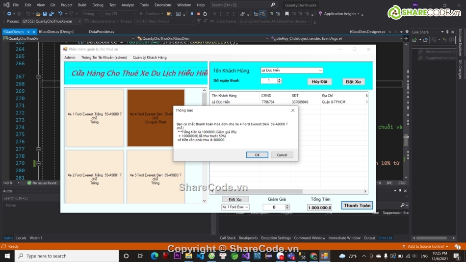 C# quan ly,do an winform,C# quản lý đặt xe,Code đặt xe C#,Code Phần Mềm Quản Lý